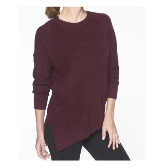 Athleta Sweaters - ATHLETA Prima Cotton Silk Blend Asymmetric Knit sweater Medium Women’s Purple